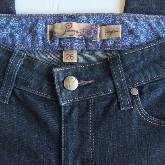 Paige Skyline Skinny Jeans Indigo/Dark blue.  Size 26 Like New Condition. - Picture 7 of 11